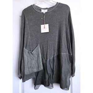 VTG Belle France‎ Gray Metallic Mixed Media Sweater Silk Blend Sz Small NWT